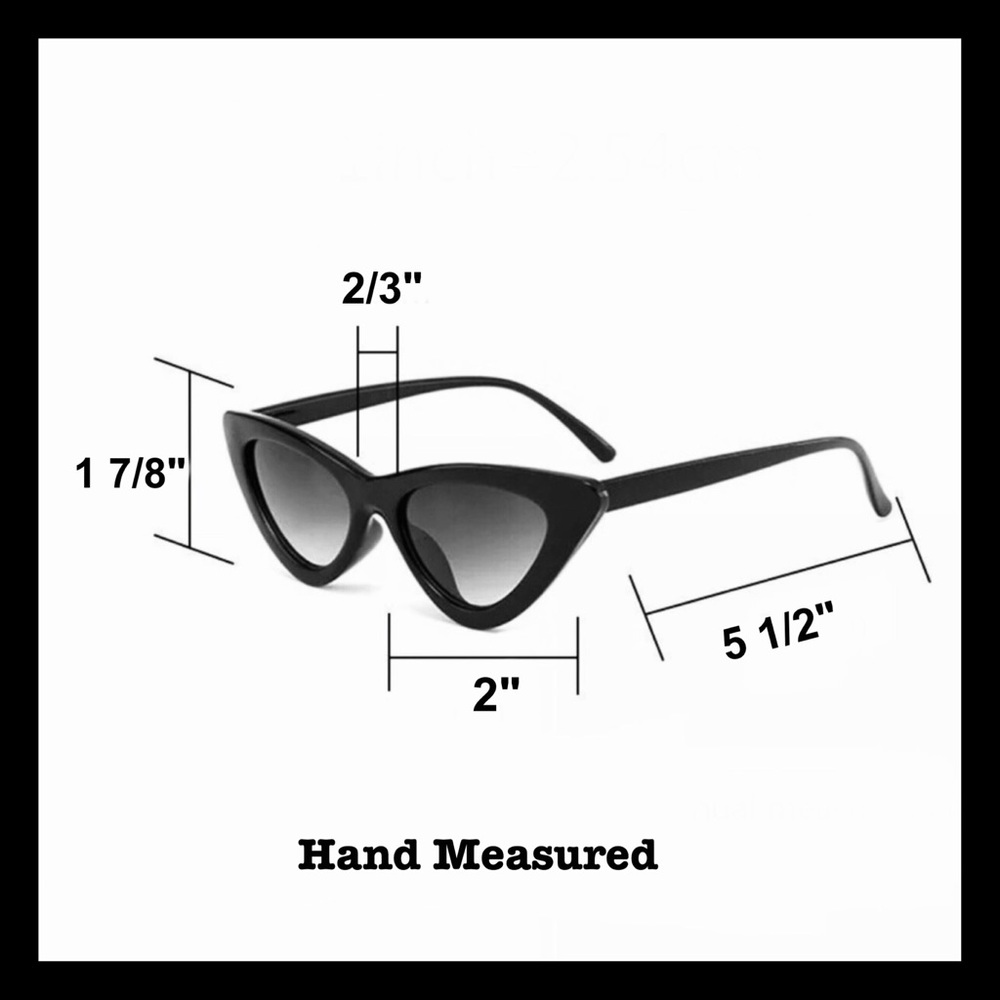 RETRO😎BLACK SLIM CATEYE SUNNIES😎NEW - Picture 5 of 5